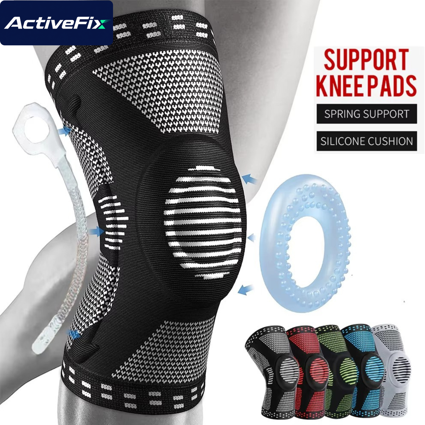 Spring-Stabilized Silicone Knee Brace
