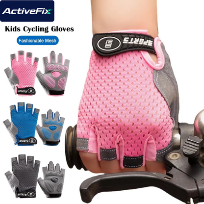 Kids Non-Slip Half-Finger Sports Gloves (Pair)