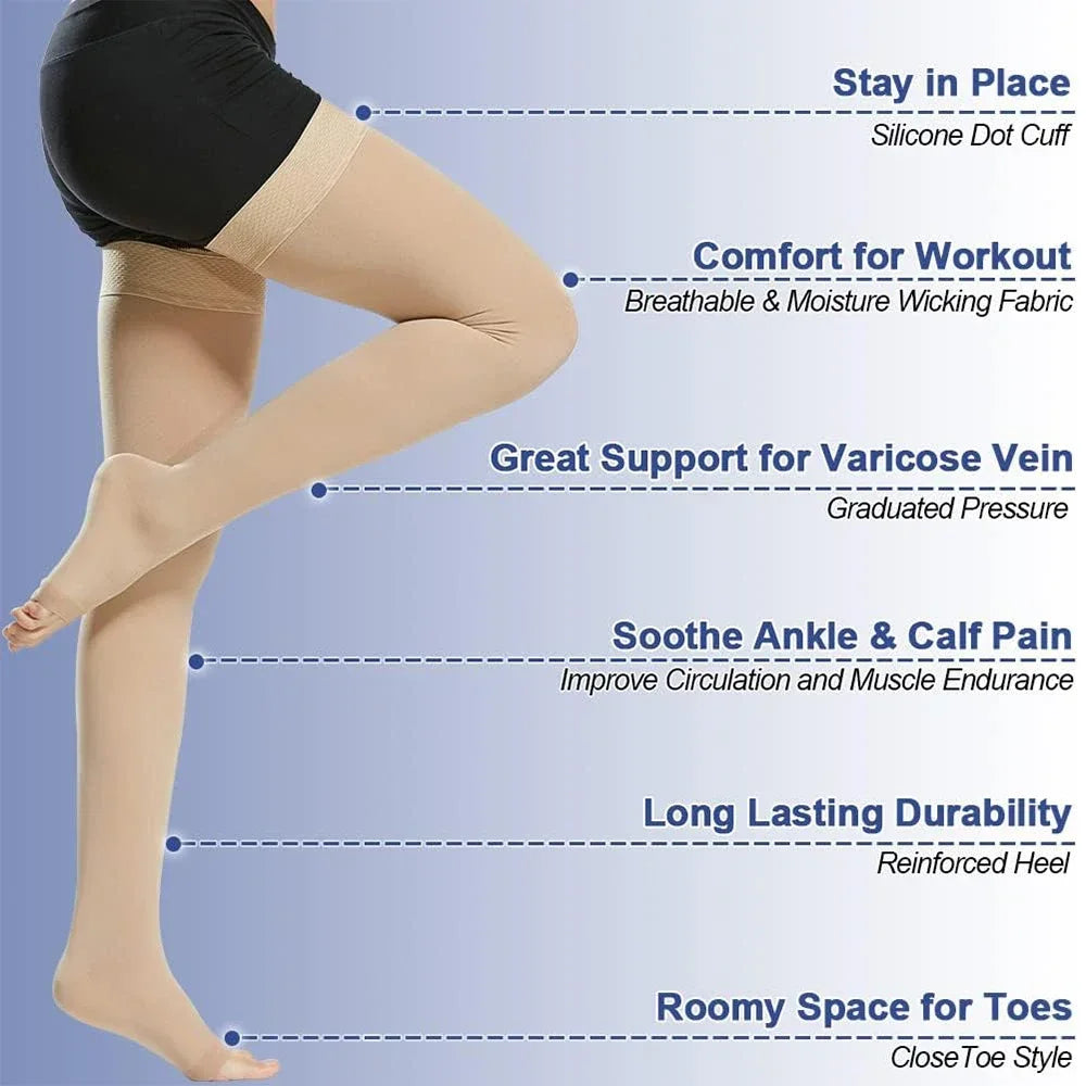 20-30 mmHg Thigh-High Compression Socks (Pair)