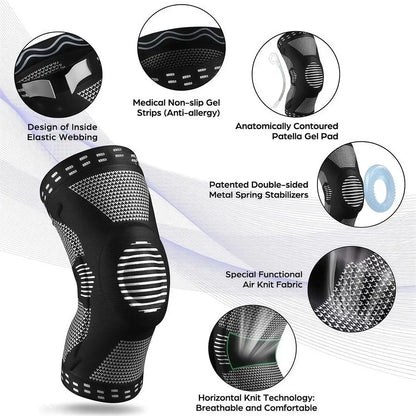 Spring-Stabilized Silicone Knee Brace