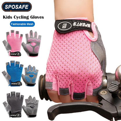 Kids Non-Slip Half-Finger Sports Gloves (Pair)